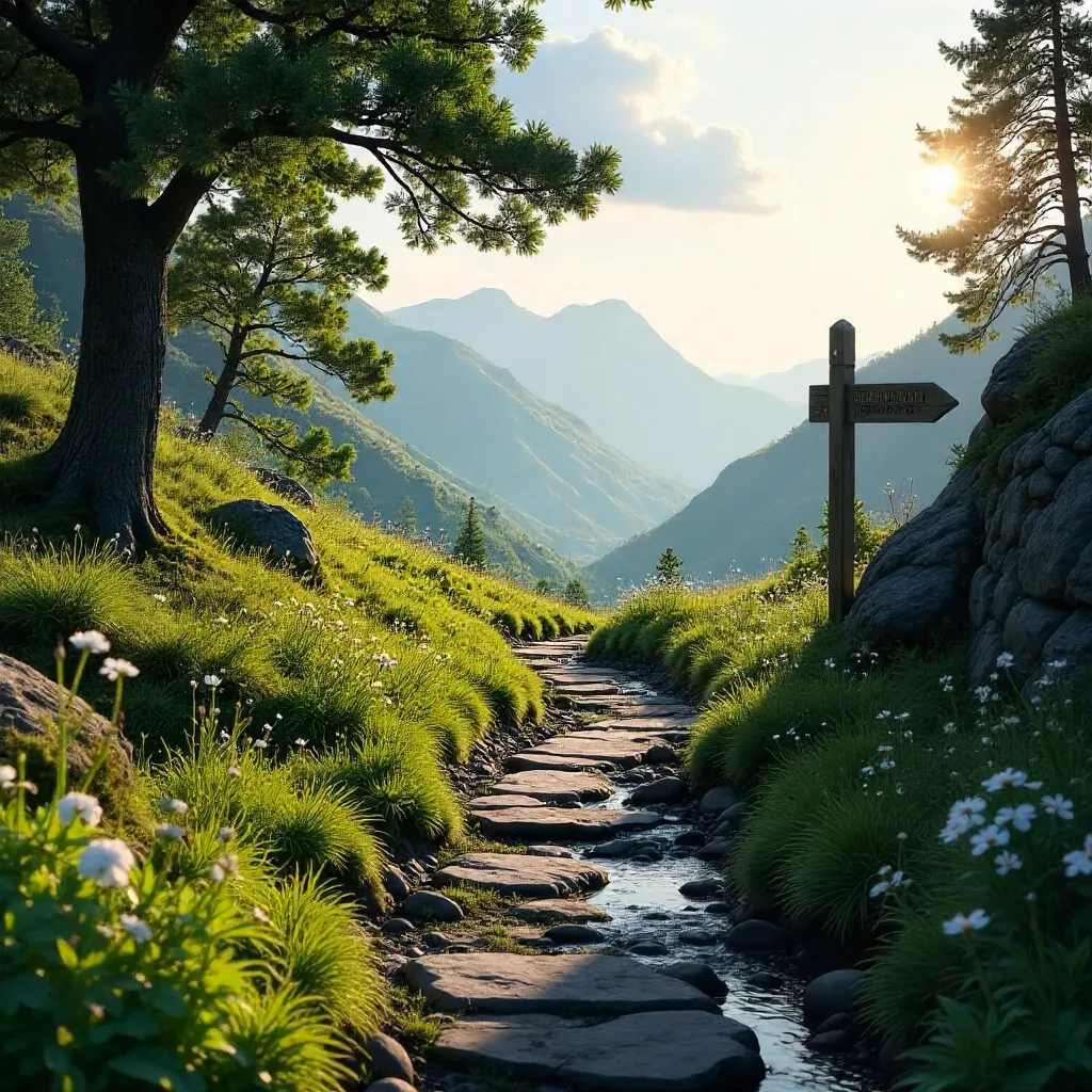 Tranquil Mountain Path in Conwy, Wales