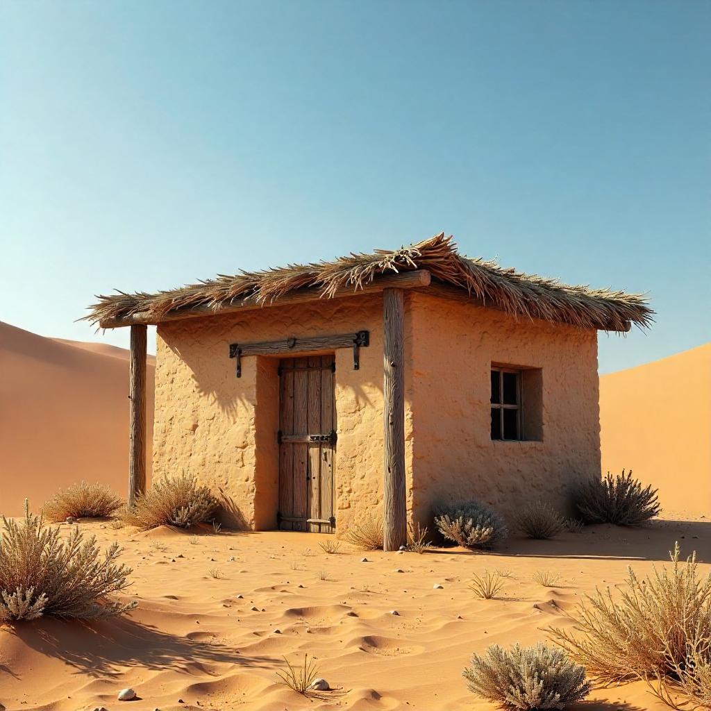 Desert Hut 3D Render in Dune Landscape
