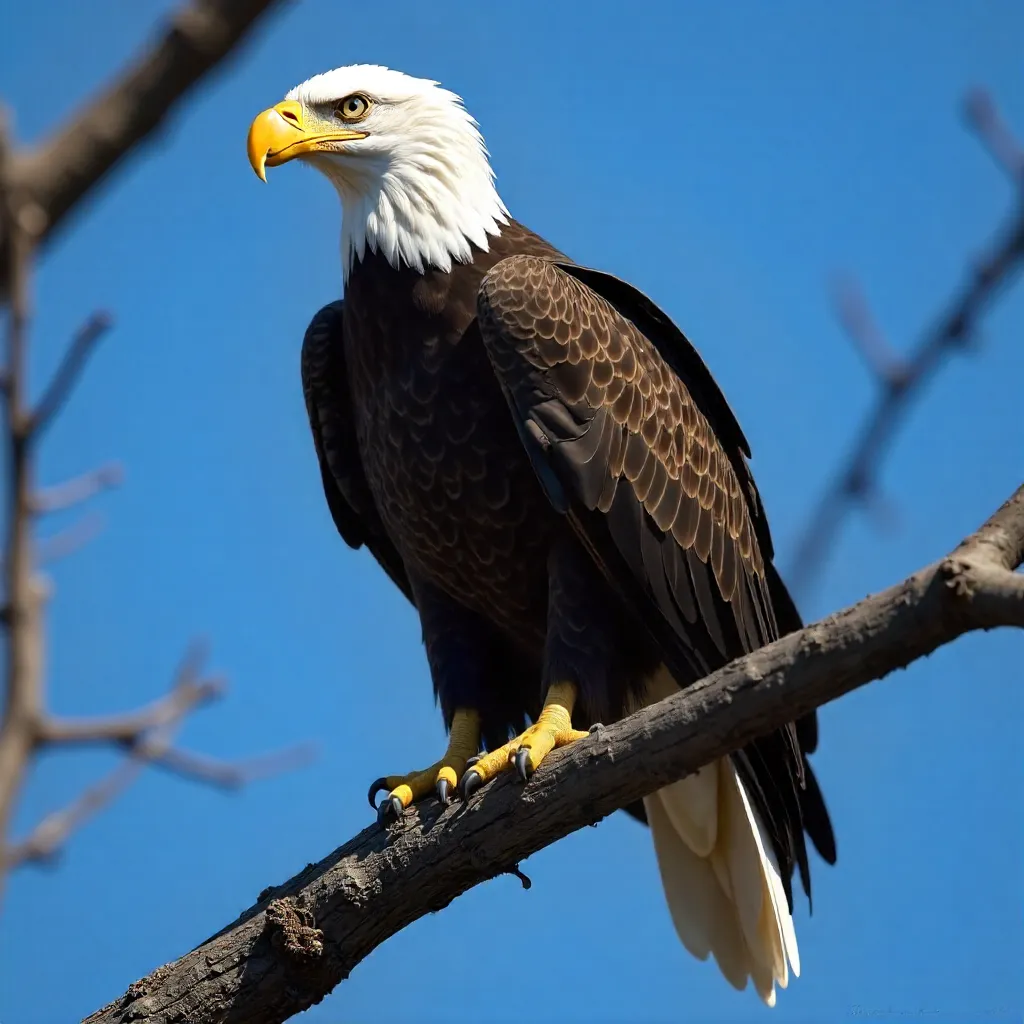 Majestic Bald Eagle on a Leafless Branch