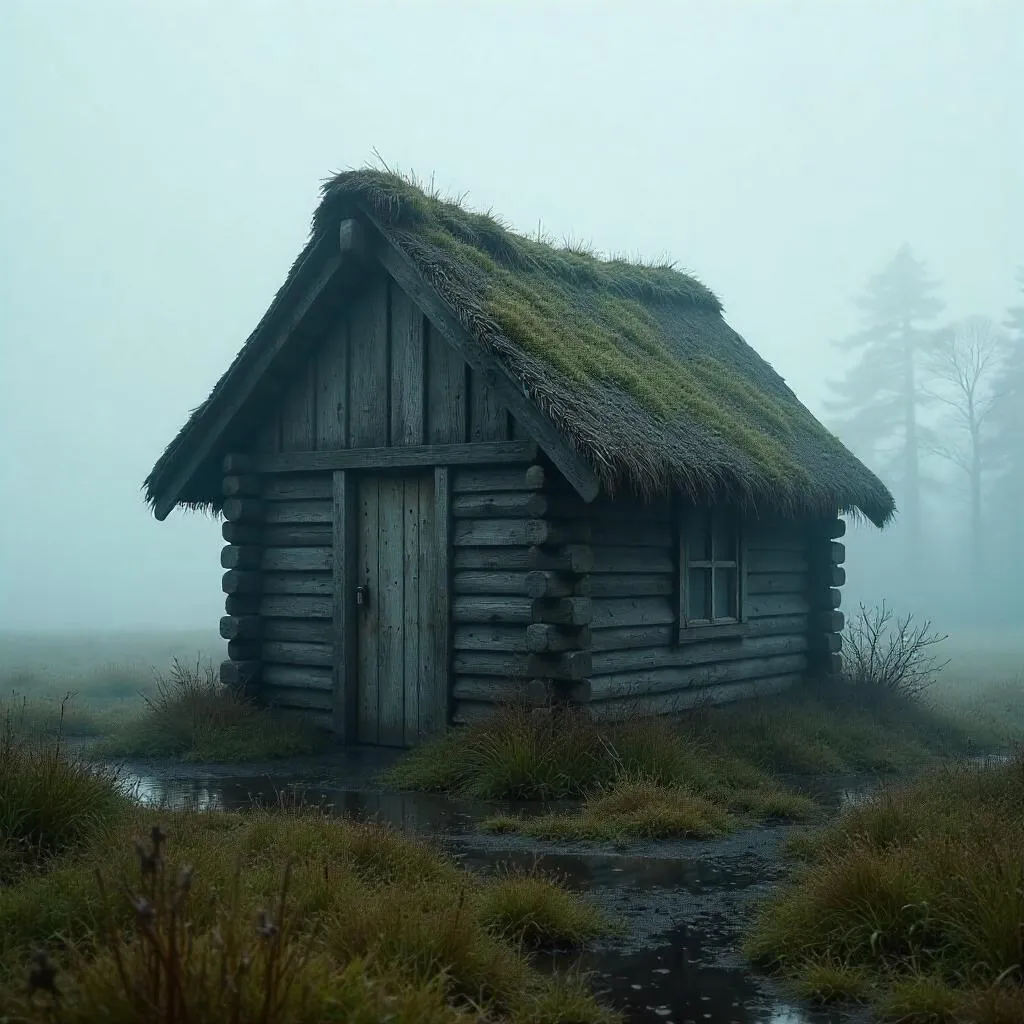 Photorealistic Hut Enveloped in Dense Fog