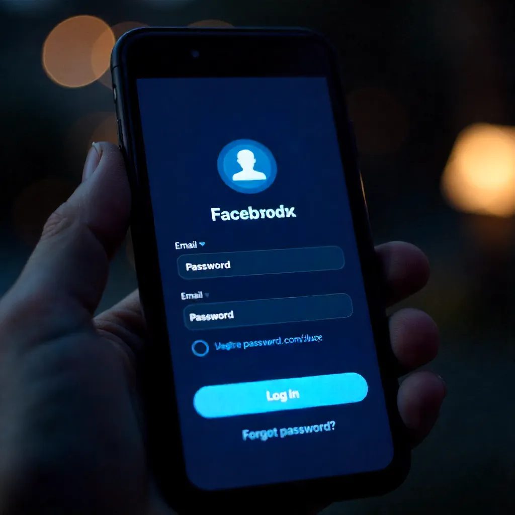 Dark Smartphone Screen – Facebook-Inspired Login Page