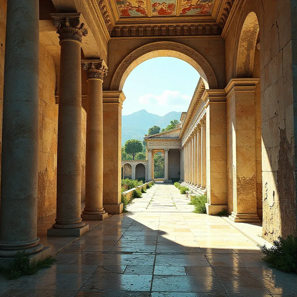 Intricate Pompeii Frescoes and Roman Architecture
