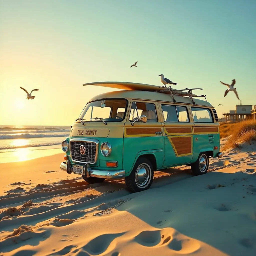 Retro Coastal Van by Corpus Christi Beach