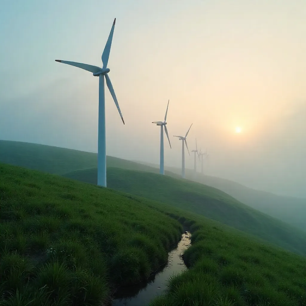Ethereal Galician Fog: Wind Turbines Rising