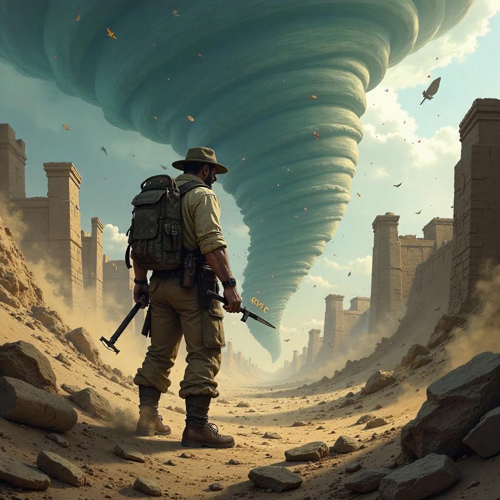 Archaeologist in a Tornado: Concept Art