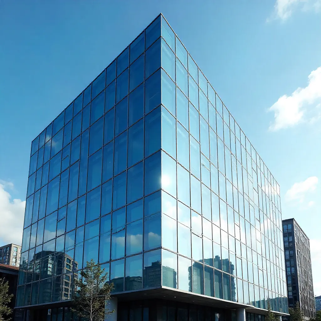 Sky-Reflected Glass Facade in Urban Architecture
