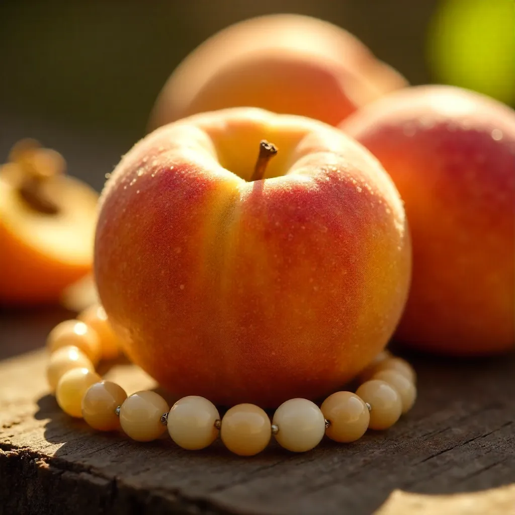 Sunlit Apricots Adorned with a Delicate Beaded Necklace