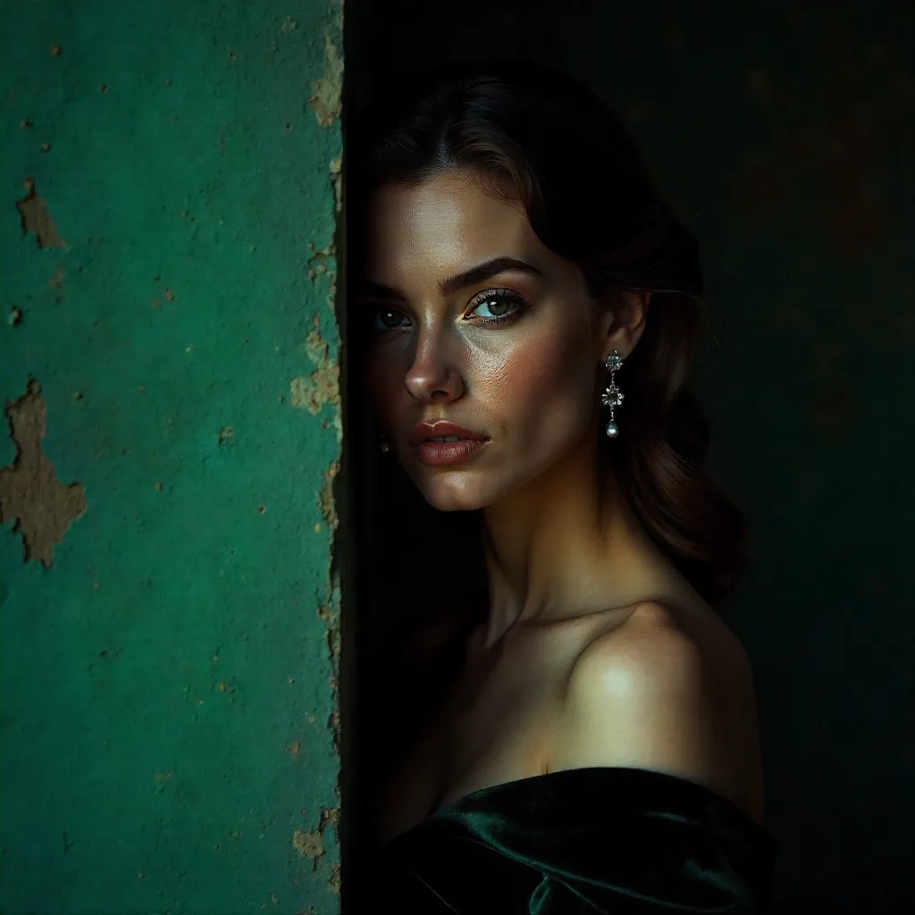 Elegant Portrait Hidden Behind a Wall