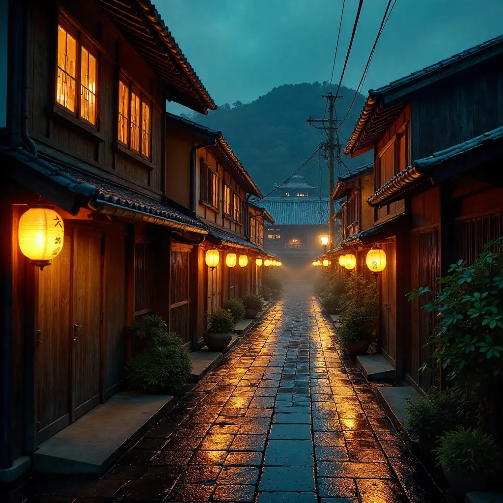 Ethereal Lantern Glow in Kyoto's Historic District