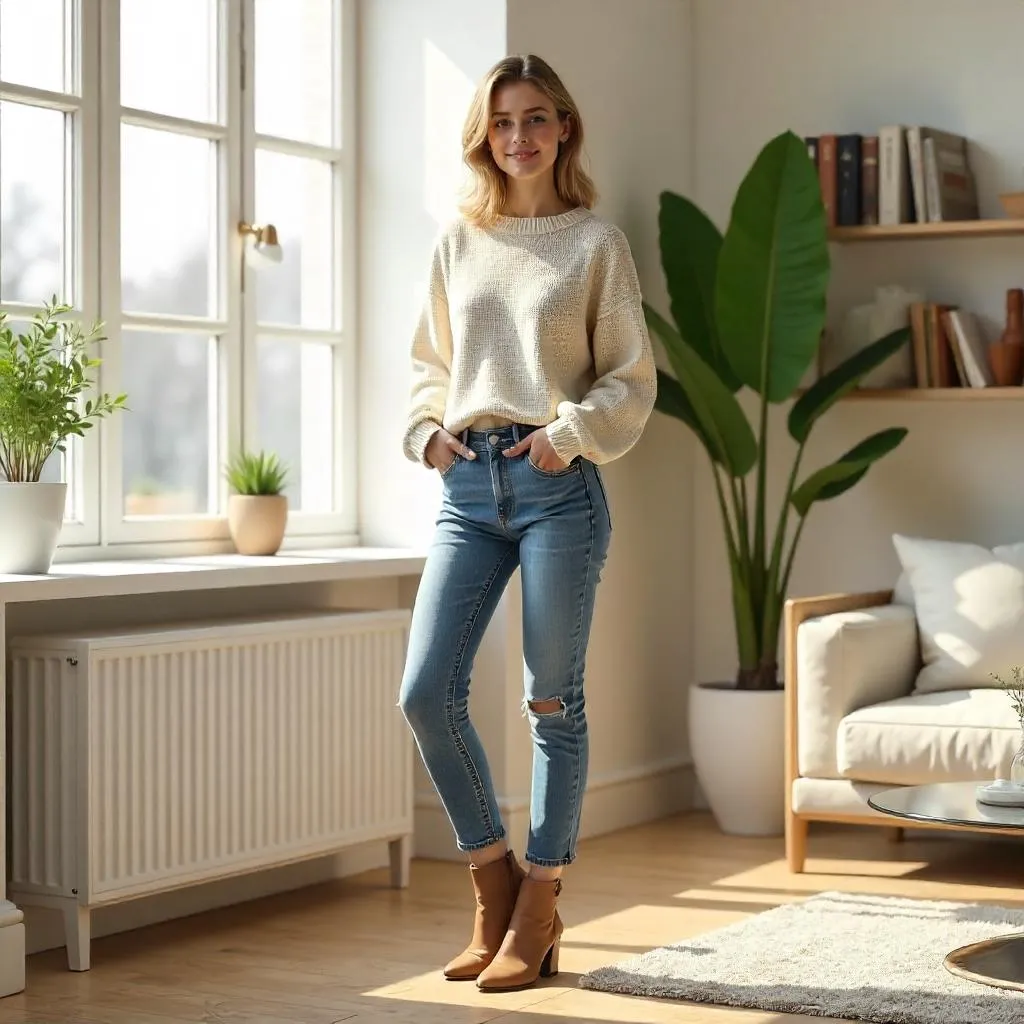 Stylish White Woman 3D Render in a Modern Apartment