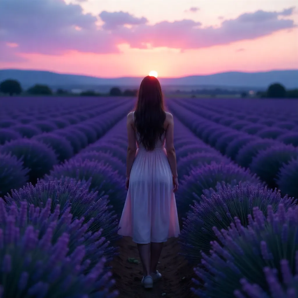 Twilight Tranquility in a Lavender Field