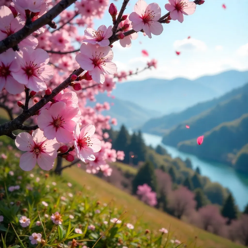 Dalat Cherry Blossoms under a Blue Sky