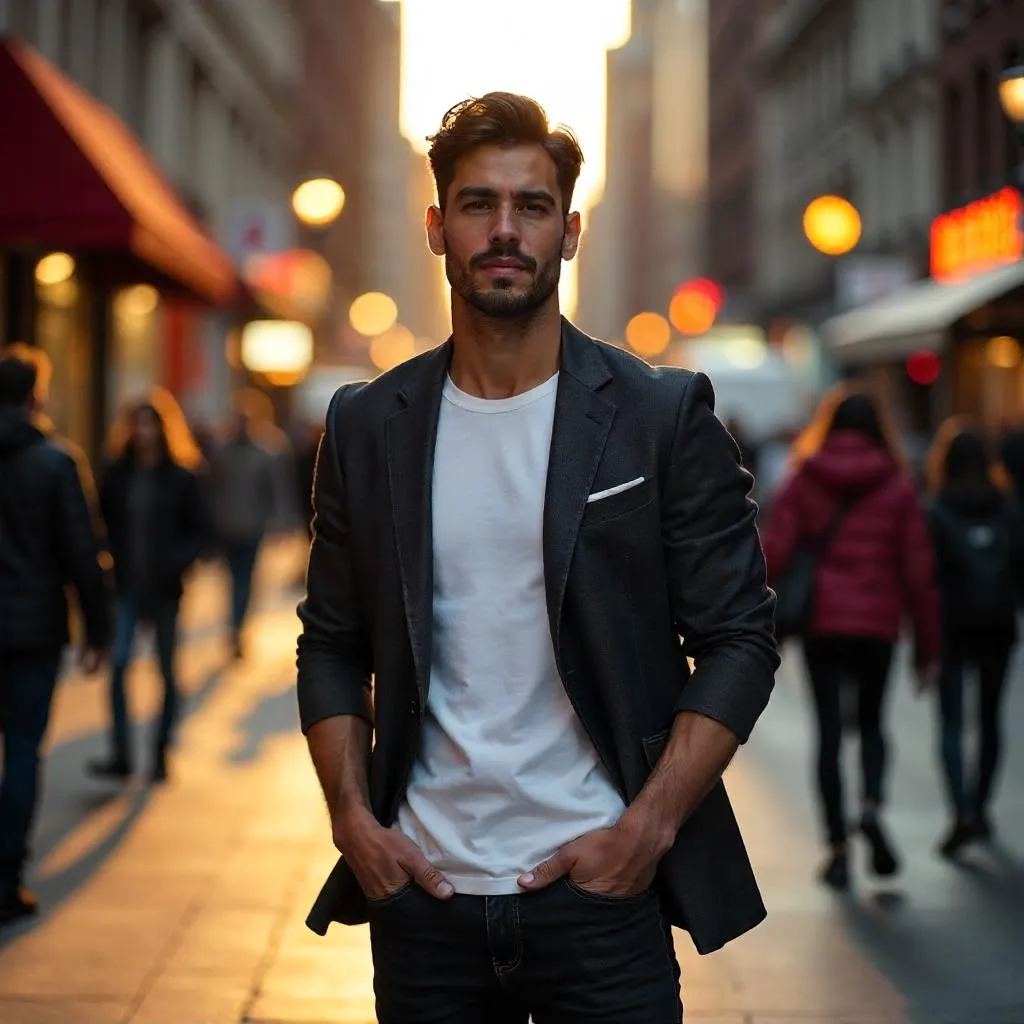 Urban Charm: Latino Man on a City Street