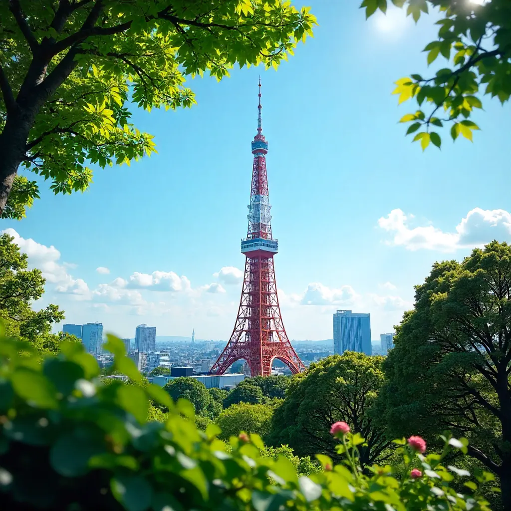 Tokyo Tower in Greenery: Minato City, Tokyo