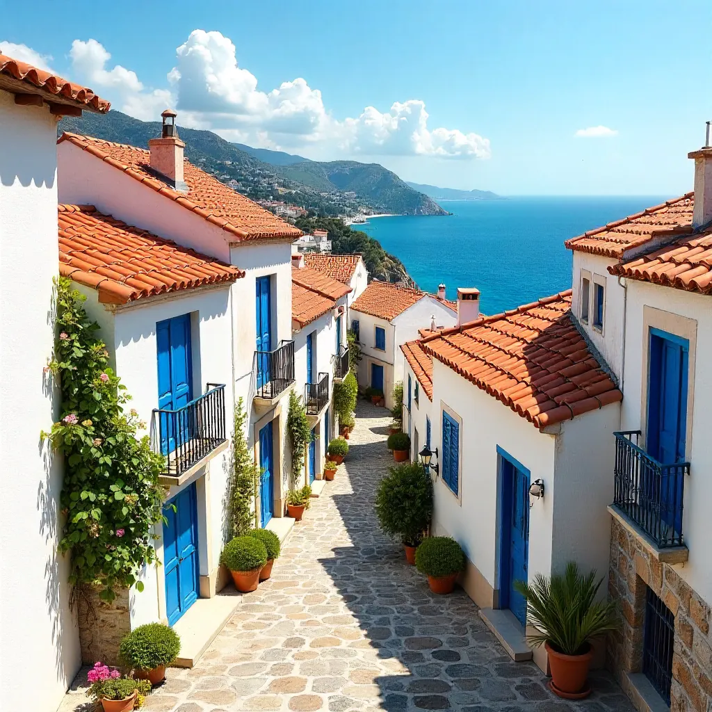 Terracotta Rooftops Over the Blue Mediterranean Sea