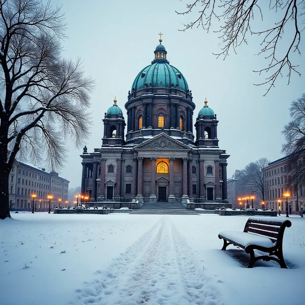 Tranquil Winter View of Berliner Dom in Snow