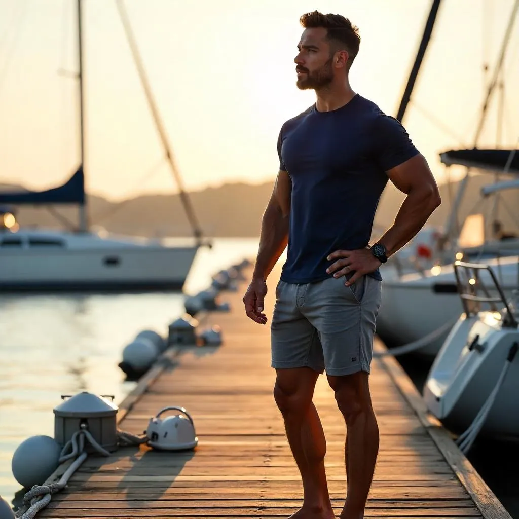 Athletic Latino Man at the Marina
