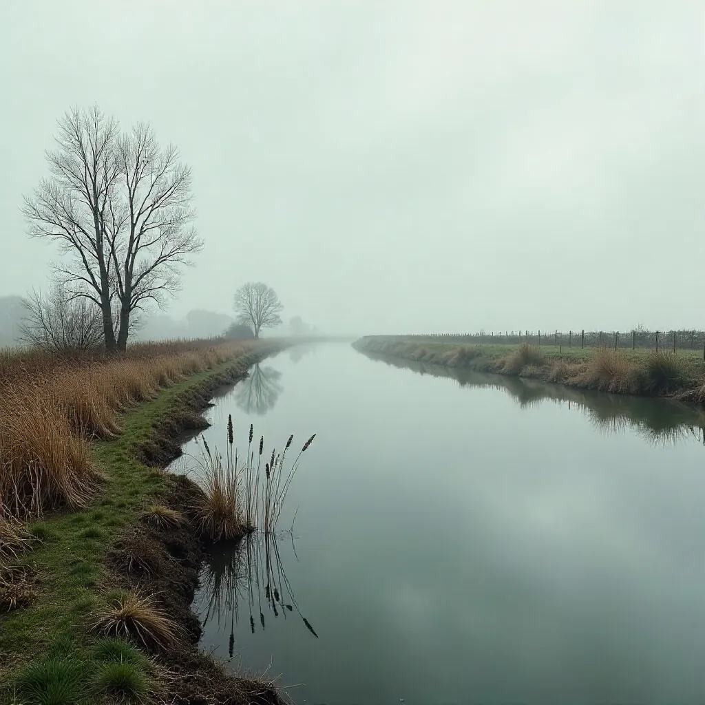 Quiet English Marsh Under an Overcast Sky