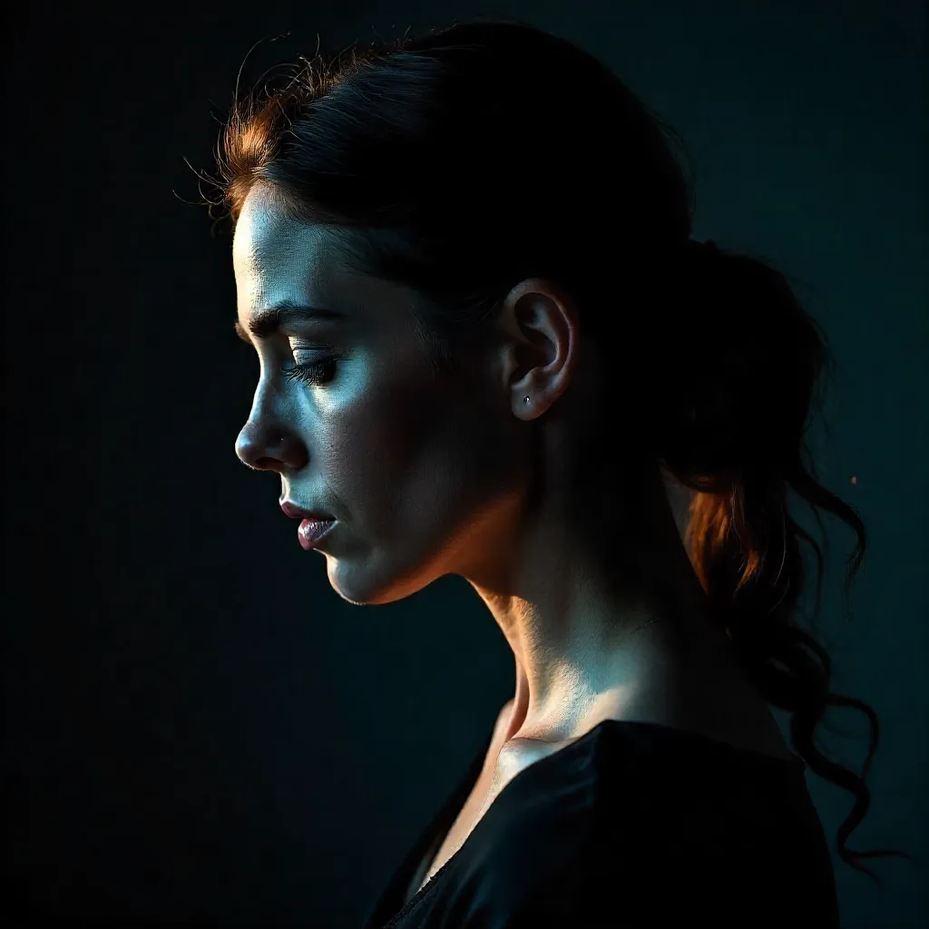 Moody Profile Portrait with Rembrandt Lighting