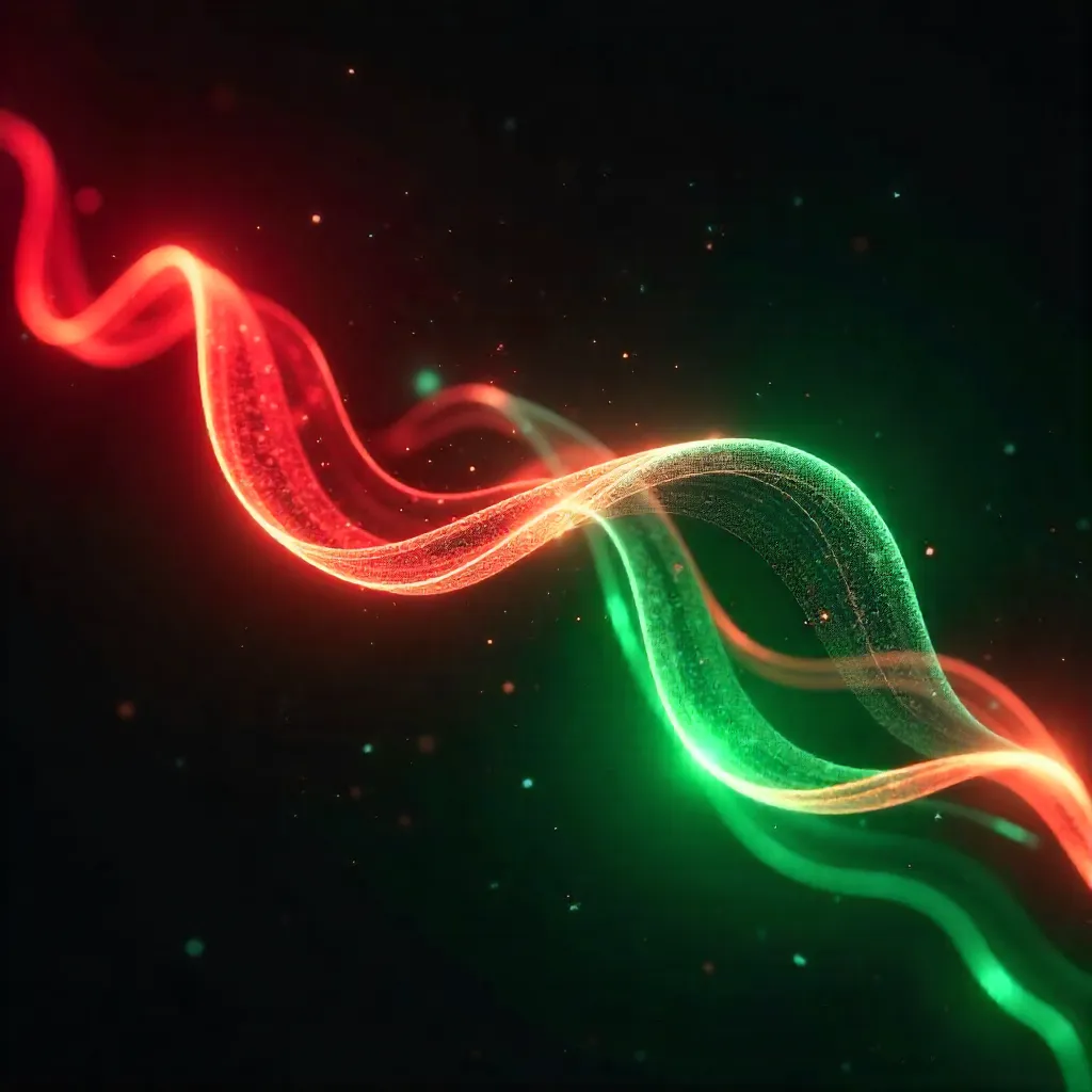 Vibrant Red-Green Light Trail Dance
