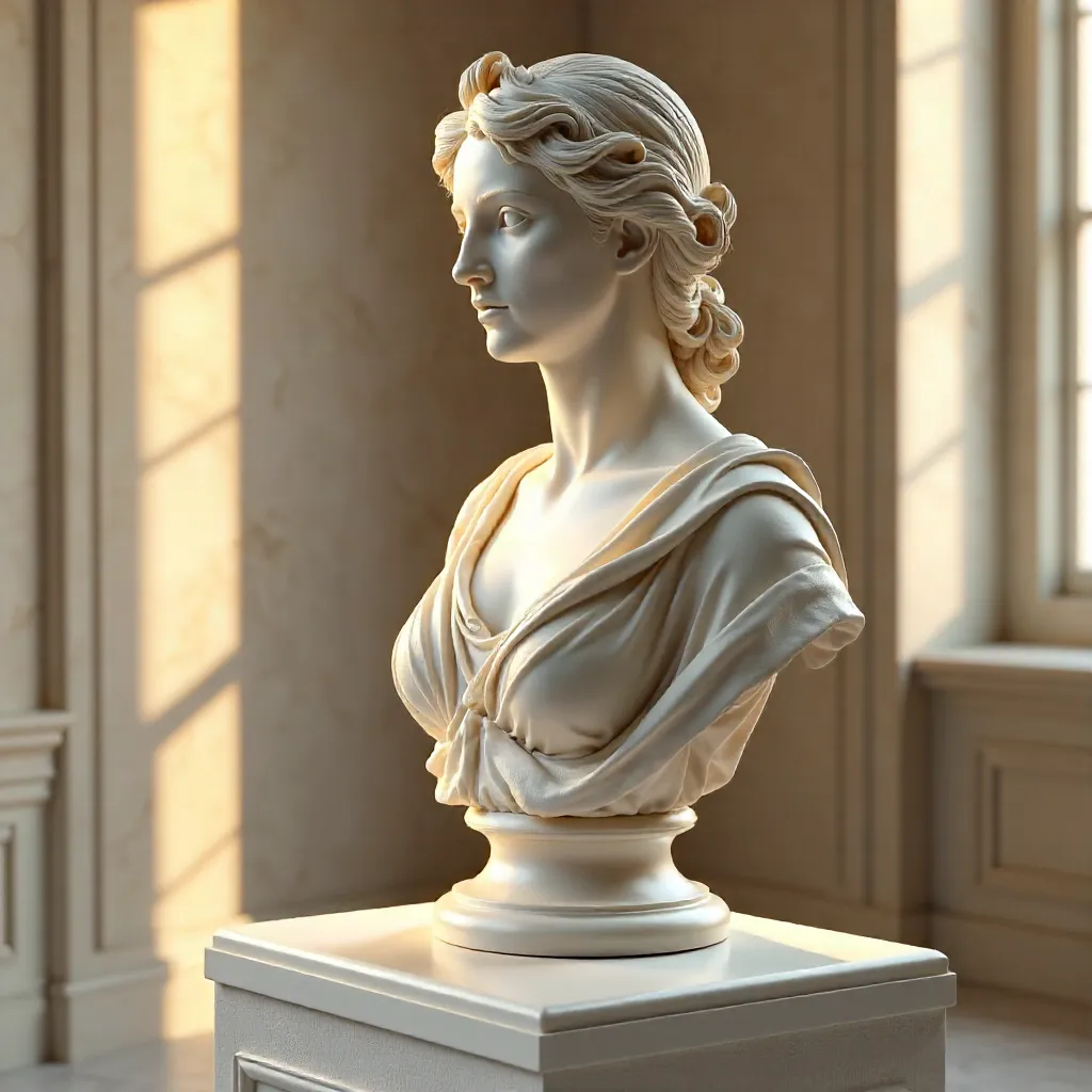 Sunlit Marble Elegance: Classical Sculpture