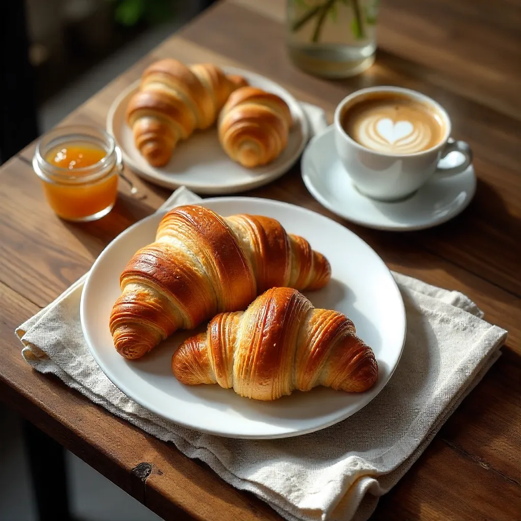 Bird's-Eye Breakfast: Croissants and Coffee
