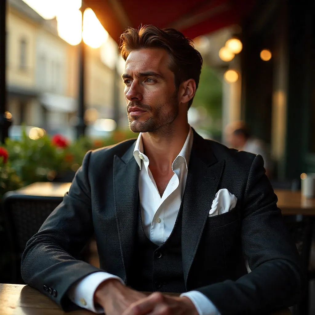 Dramatic Outdoor Blazer Portrait with Shadows
