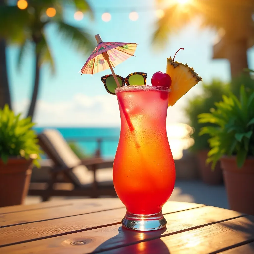 Sunlit Patio Cocktail: Sunglasses and Summer Vibes