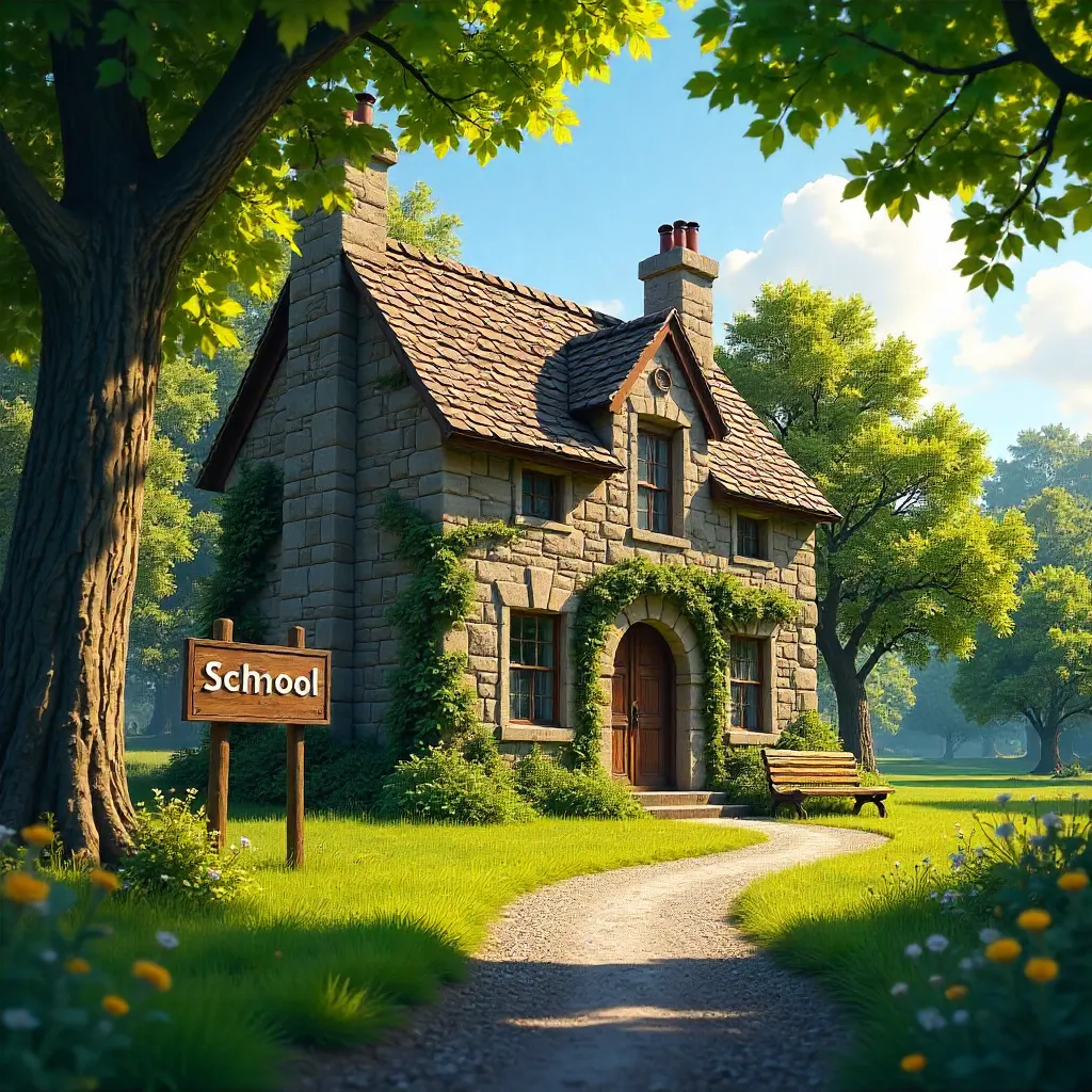Sunny Stone School Hidden Among Verdant Trees
