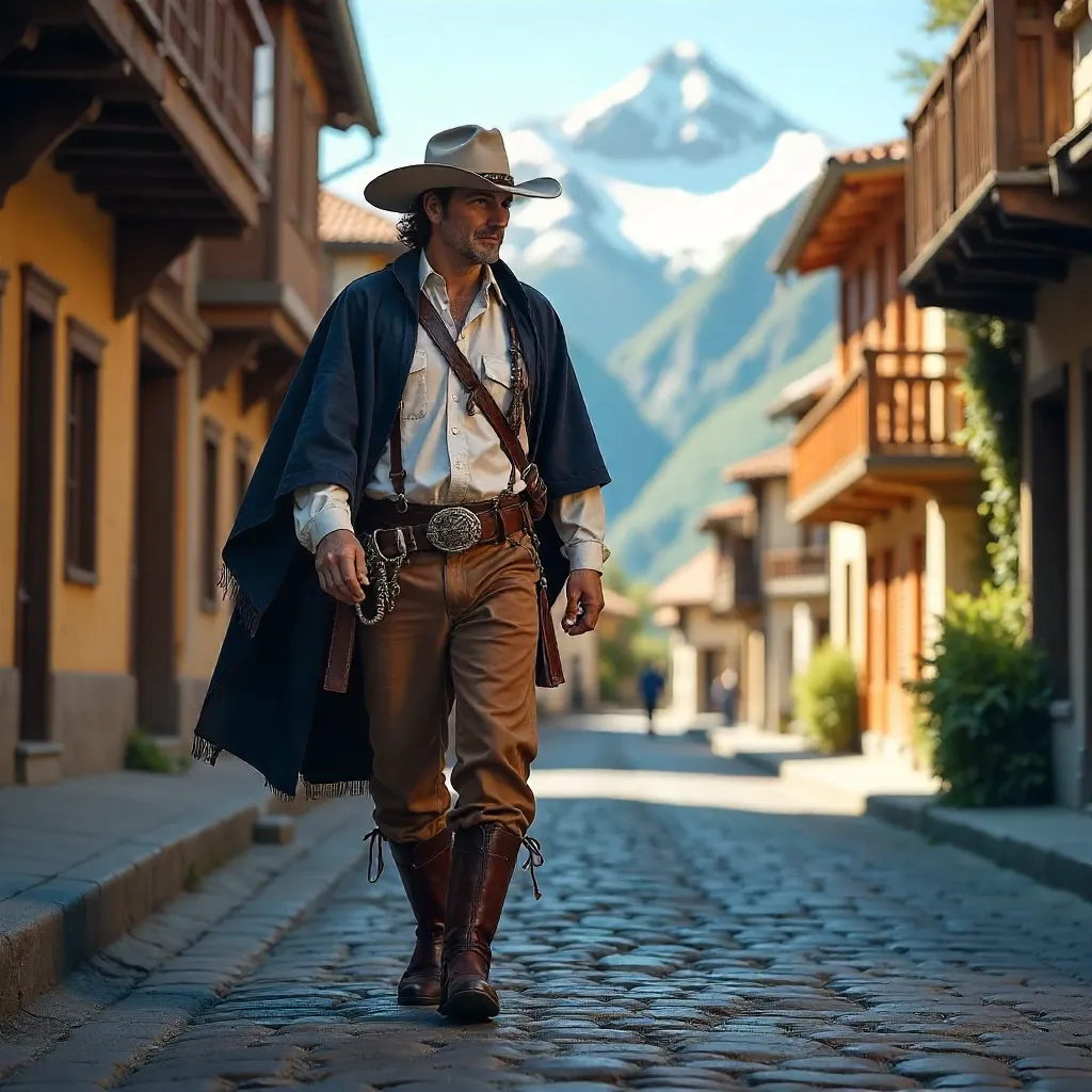 Gaucho on Bariloche's Alpine Streets
