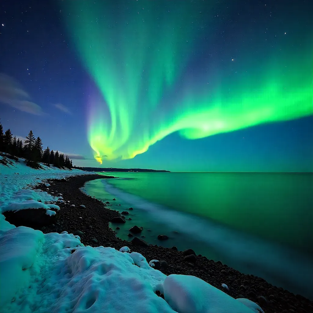 Breathtaking Aurora Over Myrland Sea, Norway