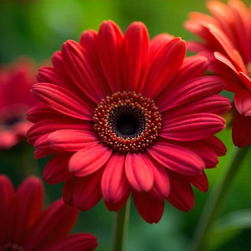 Vivid Red Gerbera Daisies in Natural Light