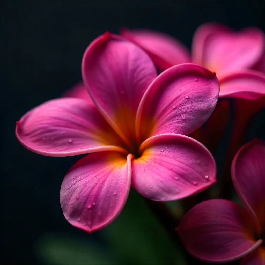Moody Close-Up: Vibrant Pink Plumeria