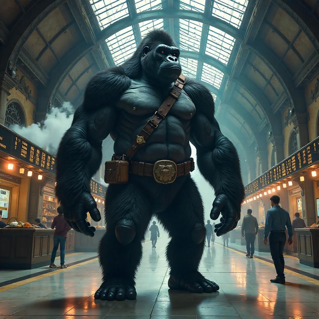 Gorilla Concept Art in a Grand Train Station