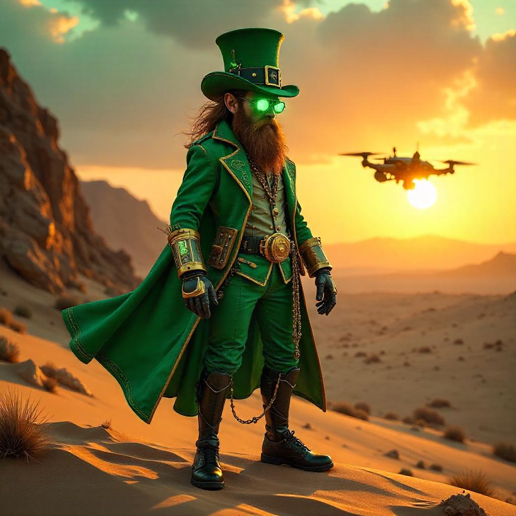 Leprechaun Cyberpunk in a Neon Desert