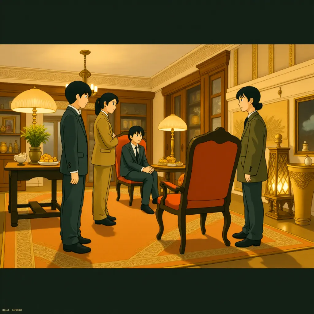 Leonardo DiCaprio, Ben Kingsley, Max von Sydow, and Mark Ruffalo in Shutter Island (2010) - Anime style