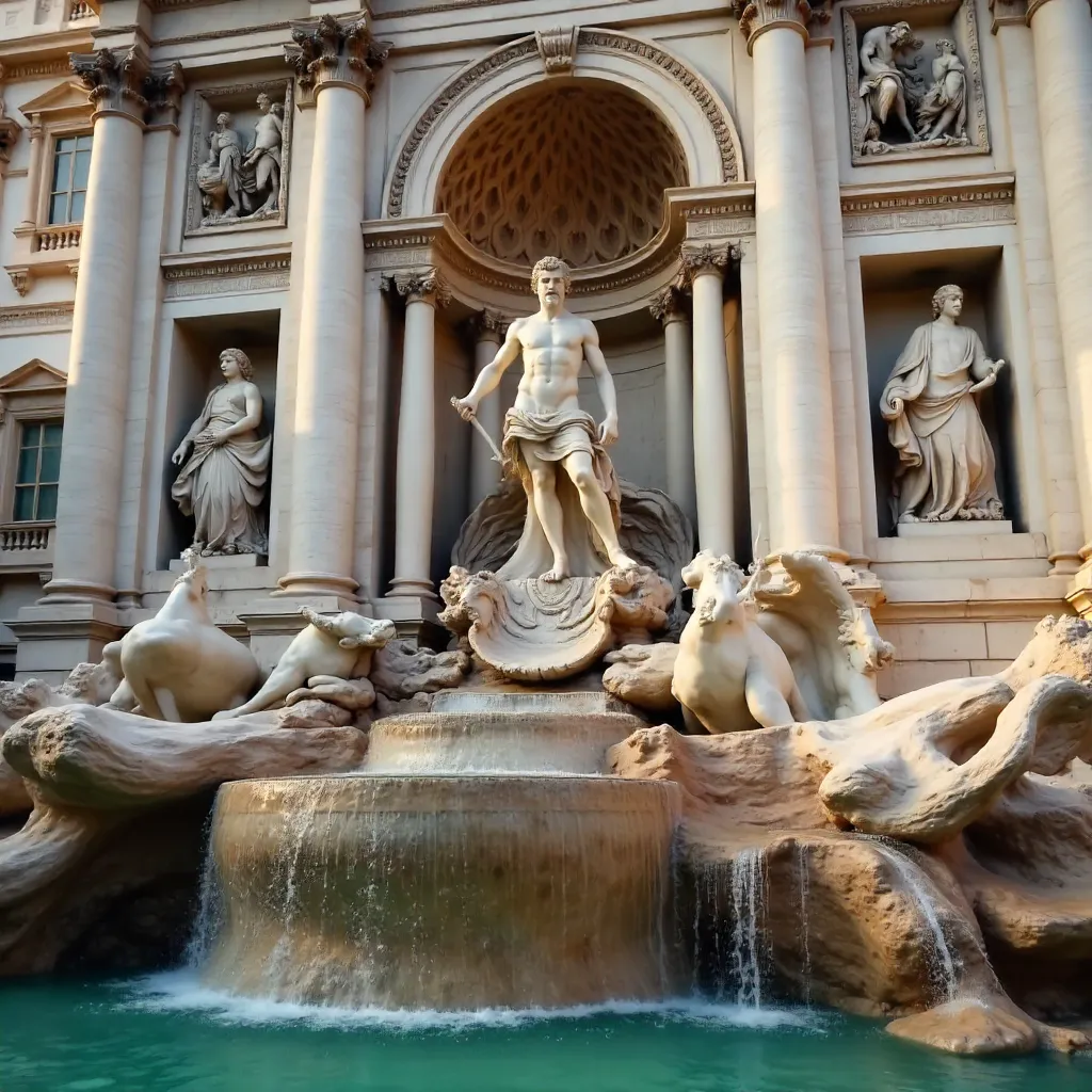 Neptune at Trevi Fountain: Baroque Grandeur
