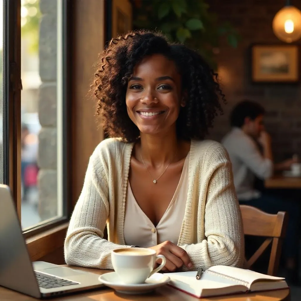 Cafe Portrait of a Young Black Woman
