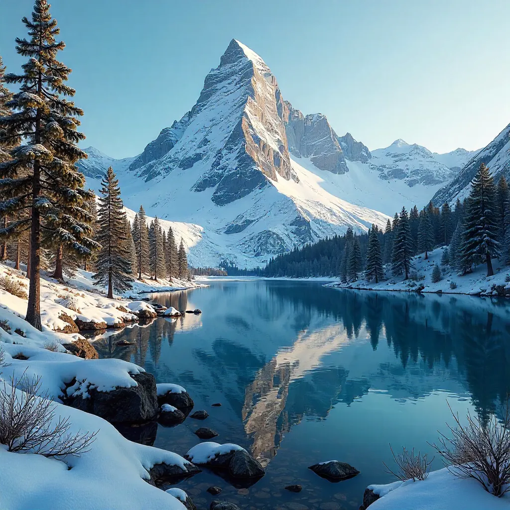 Breathtaking Snow-Capped Alpine Mountain Vista