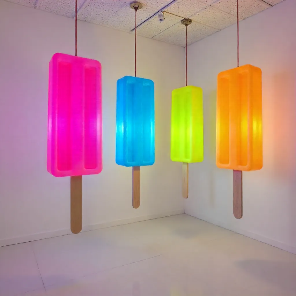 Vibrant Popsicle Ceiling Lights in Modern Loft