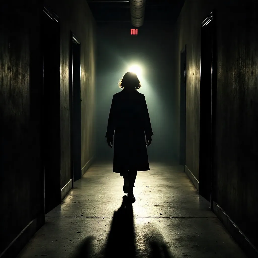 Motion Blur Silhouette in an Indoor Corridor