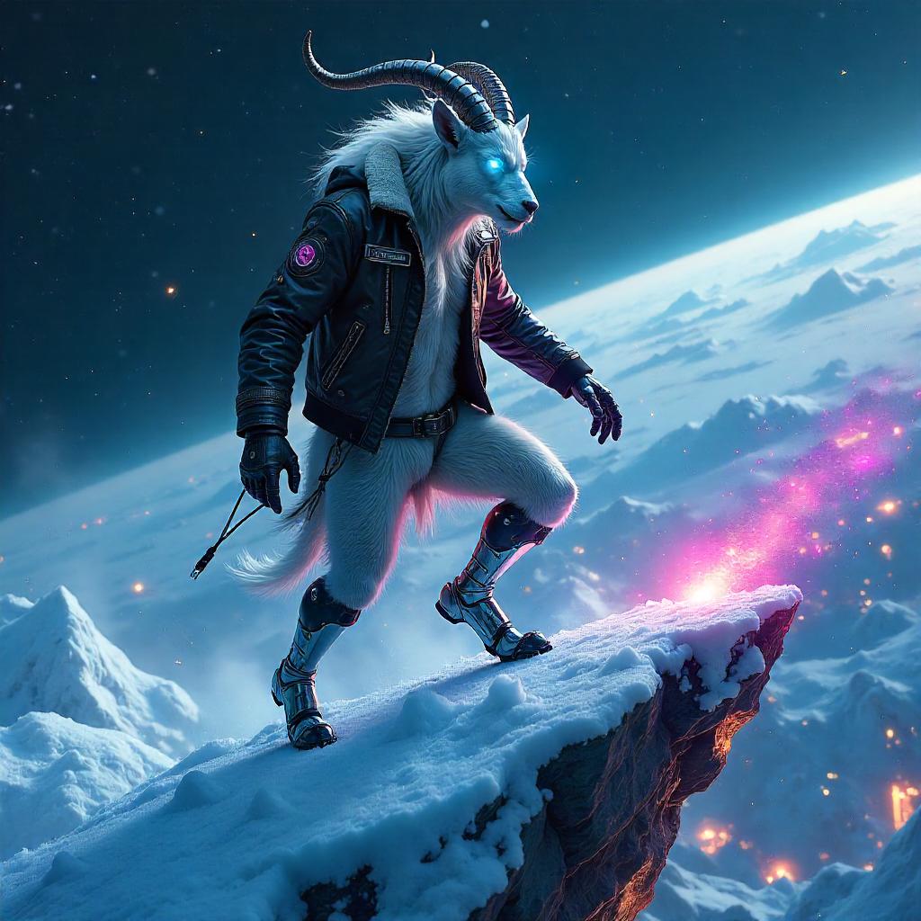 Cyberpunk Satyr on a Comet's Neon Trail