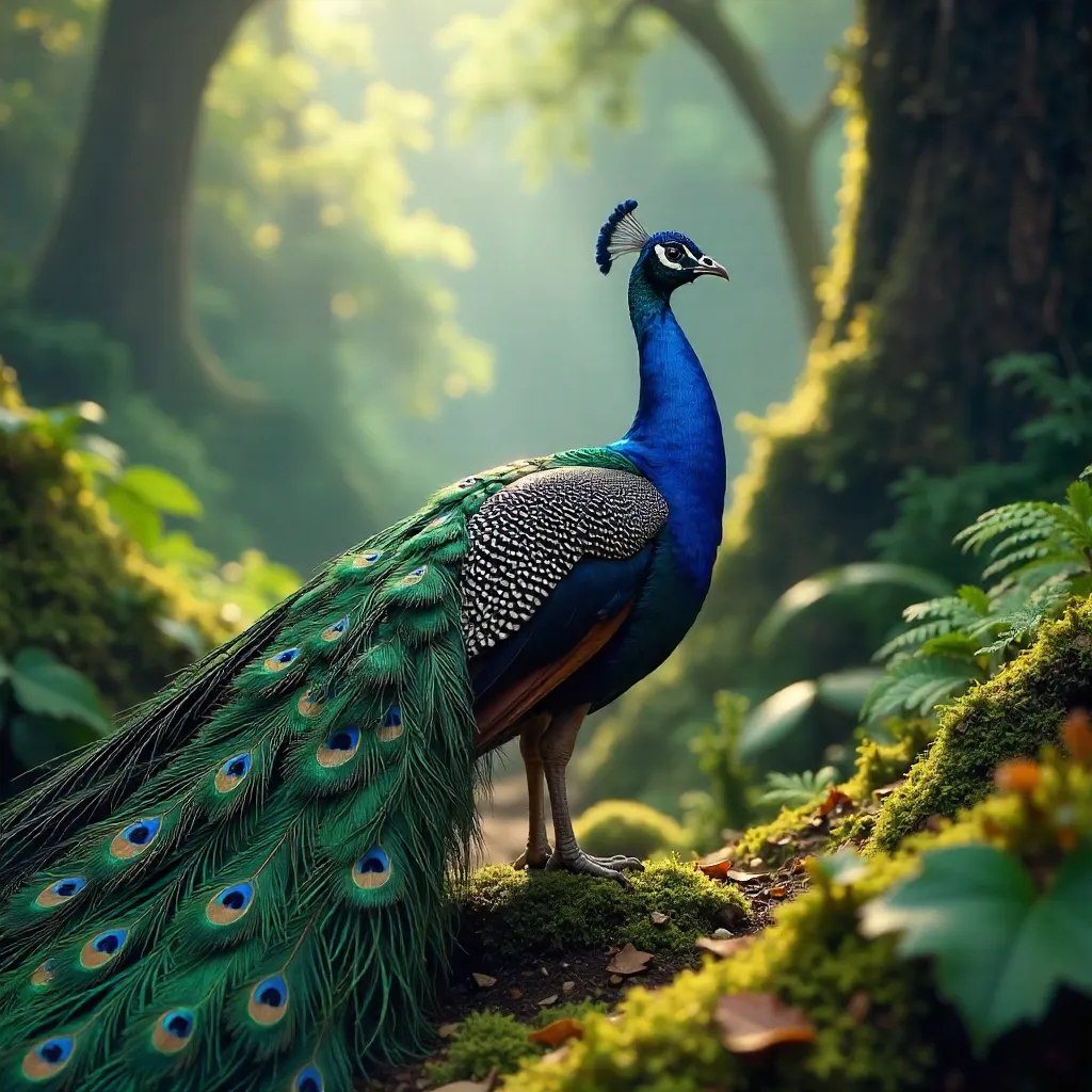 Peacock in a Chilean Emerald Forest