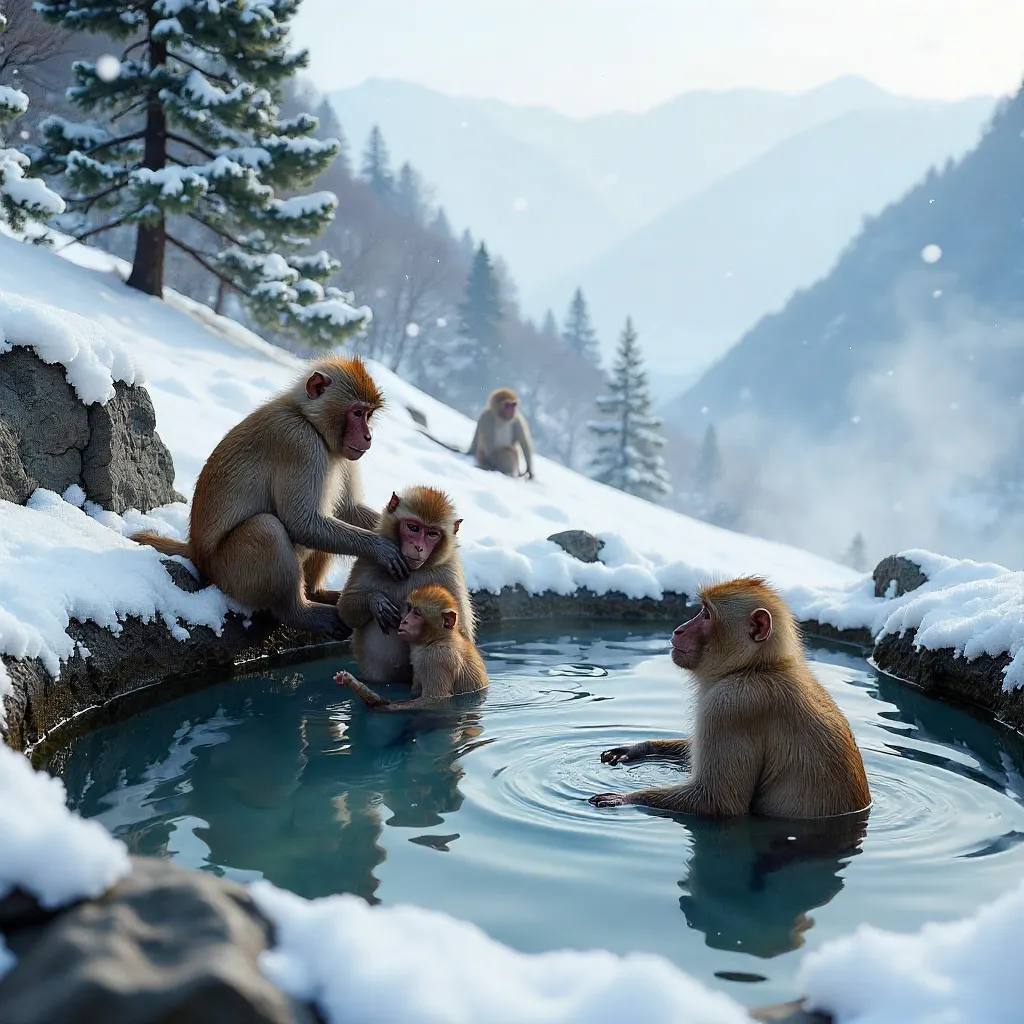 Snow Monkeys in Nagano Hot Spring: Winter Survival