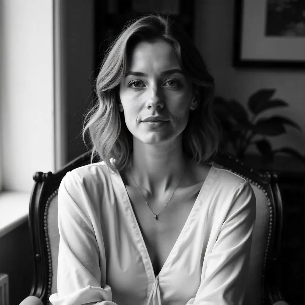 Serene Black-and-White Indoor Portrait