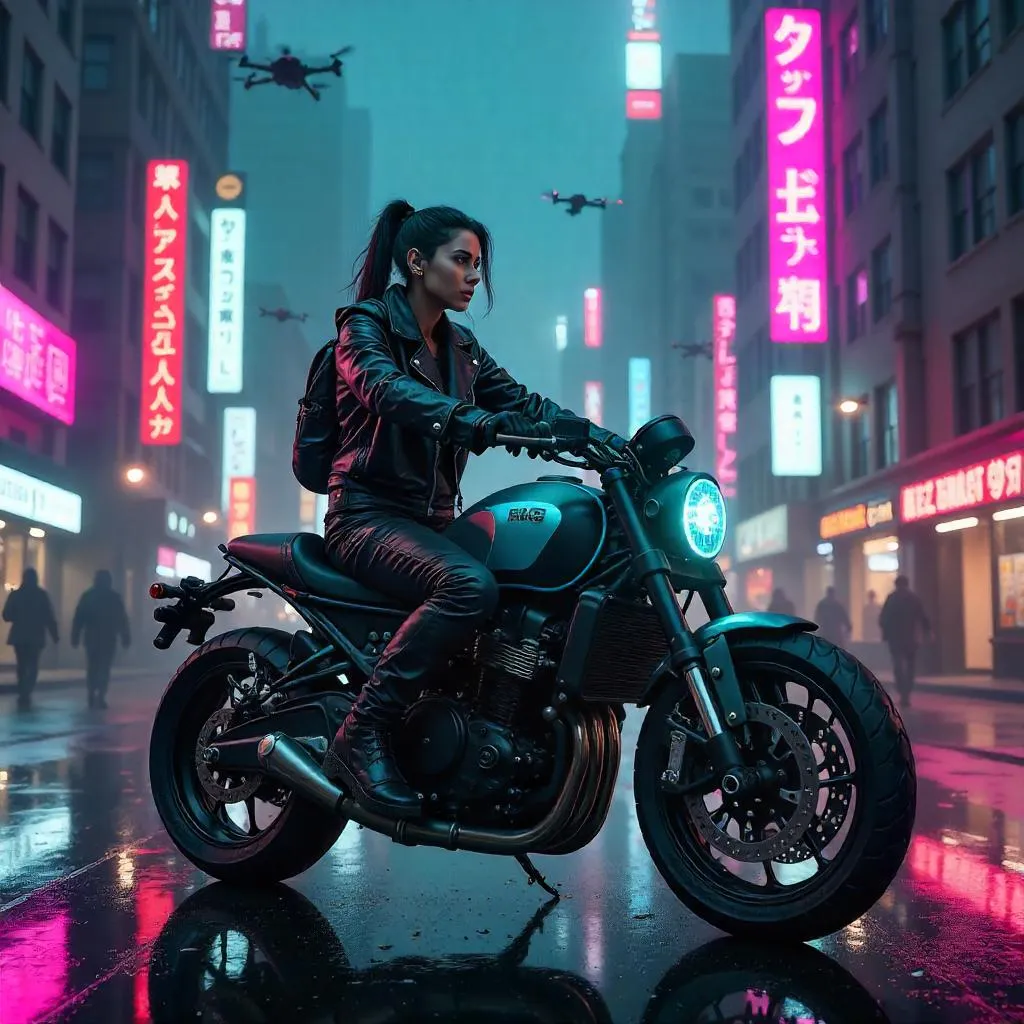 Neon Night Ride: Cyberpunk Rider