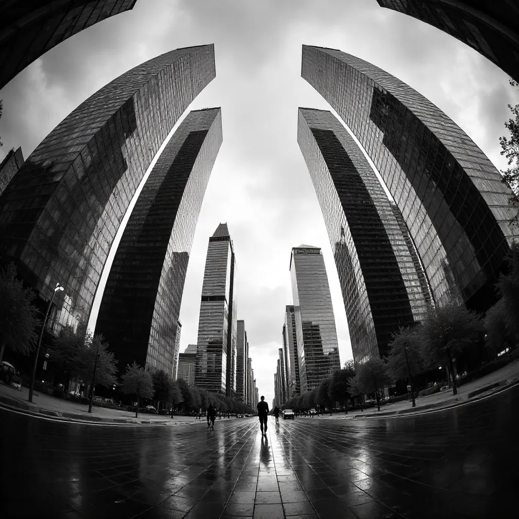 Monochrome Fisheye Skyline of Astana