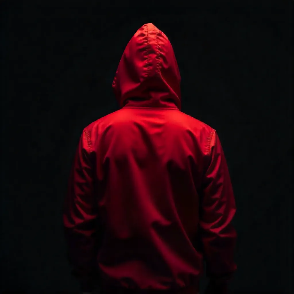 Red Jacket Silhouette Over a Black Background