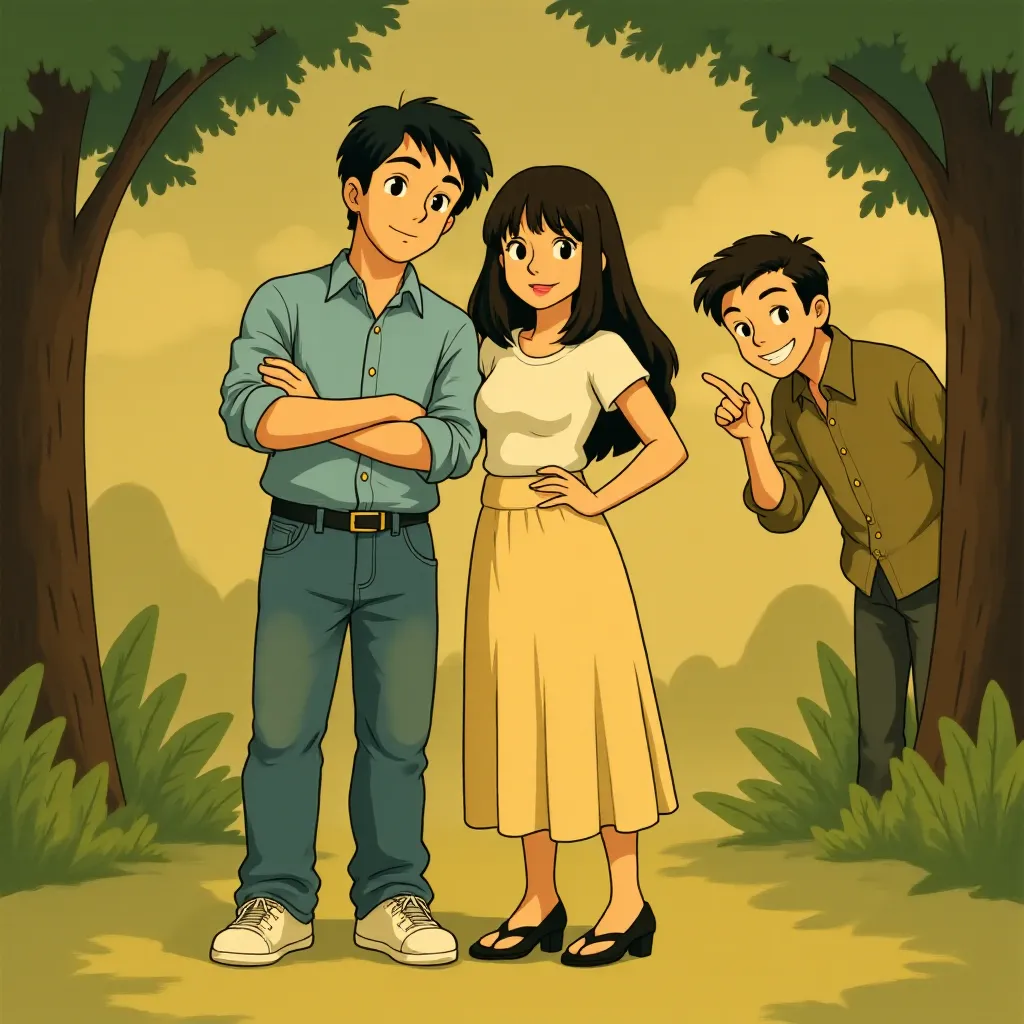 Pedro Pascal, Chris Evans, and Dakota Johnson in Materialists (2025) - Ghibli style