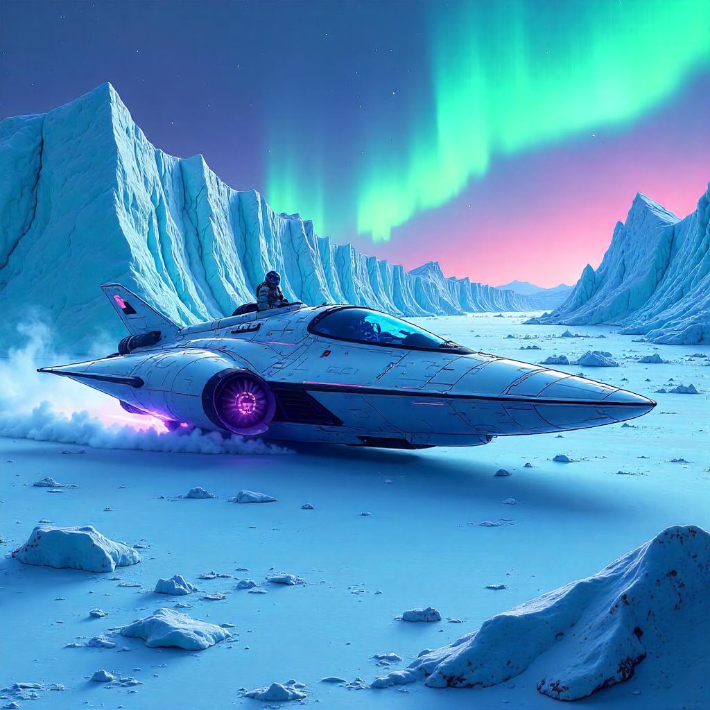 Glacial Gatekeeper: Anime Spaceship on Ice